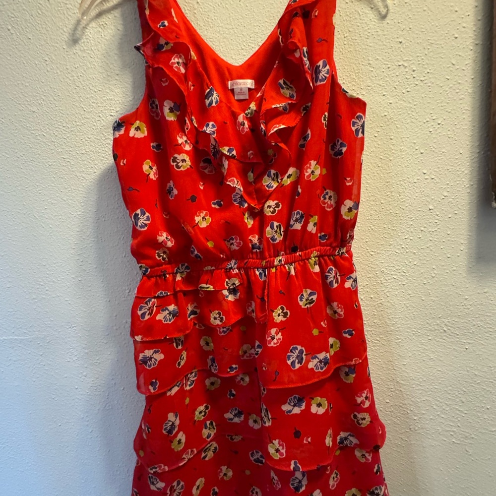 Xhilaration Red Floral V-Neck Sundress